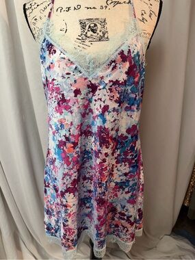 Nordstrom Floral Lace-Trim Camisole Slip Dress in Light Blue, Pink, Purple